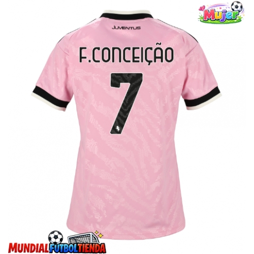 Camiseta Juventus Francisco Conceicao #7 Segunda Equipación Replica 2026-27 para mujer mangas cortas